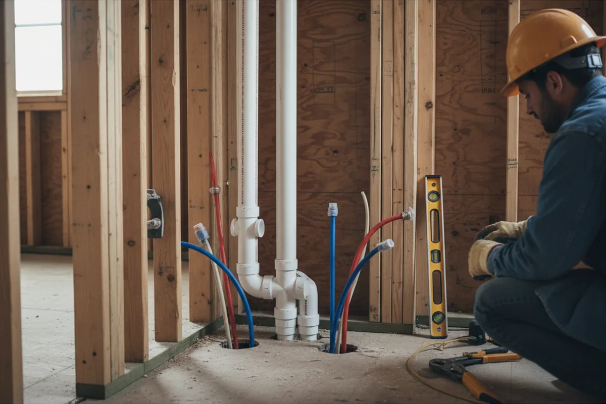 Drain and supply rough-in during Leak Detection in Portsmouth